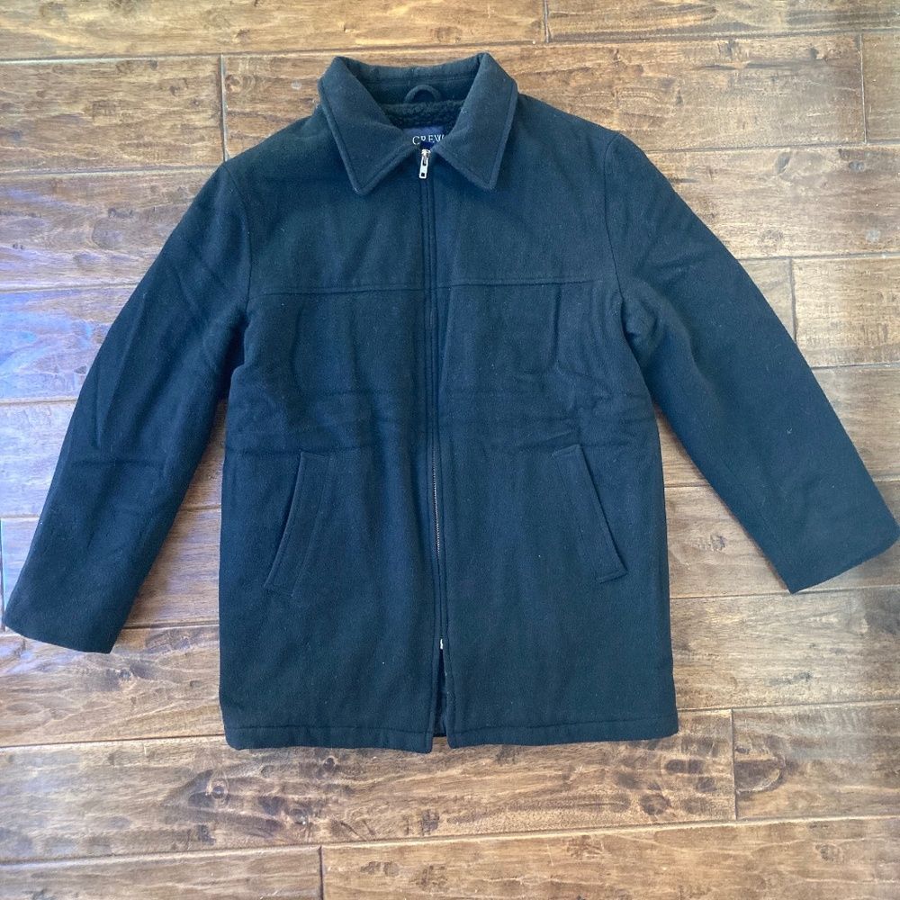 J. Crew Winter Jacket Coat Men's Small Wool Sherpa Lined Black Full Zip